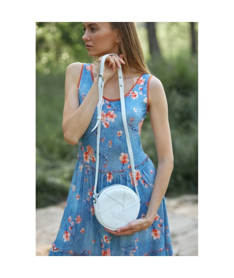 Leather round women's bag Bon-Bon white