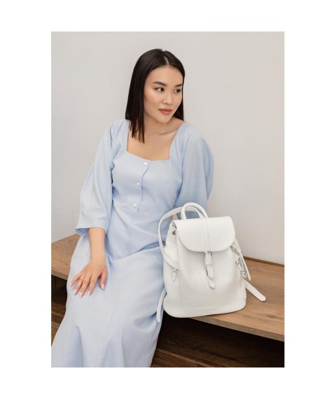 Leather women's backpack Olsen white