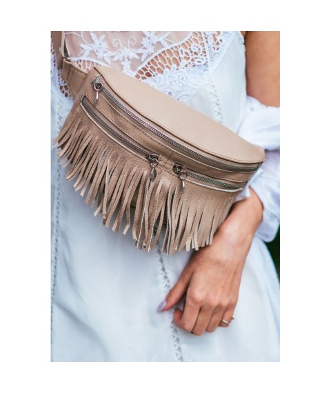 Women's leather belt bag Spirit light beige