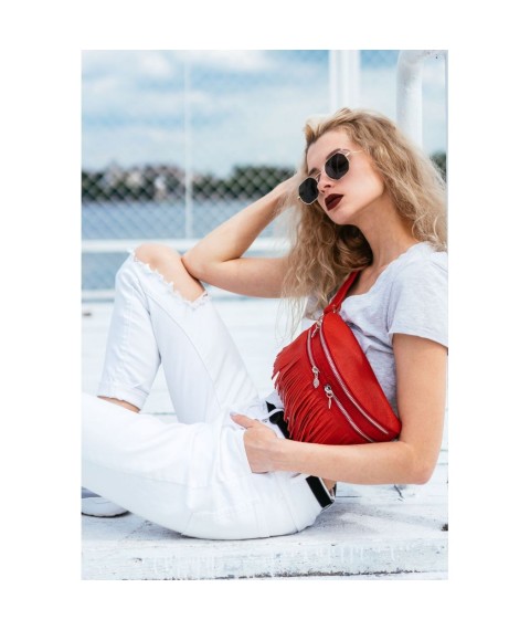 Women's leather belt bag Spirit red