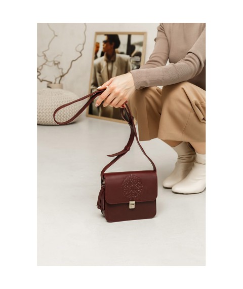 Leather women's boho bag Lilu burgundy Krast