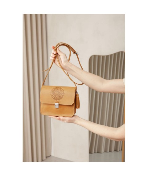 Leather women's boho bag Lilu yellow Crazy Horse