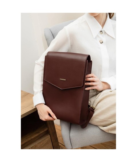 Leather city backpack burgundy