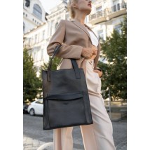 Шкіряна жіноча сумка шоппер Бетсі з кишенею чорна Краст