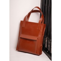 Кожаная женская сумка шоппер Бэтси с карманом светло-коричневая Краст