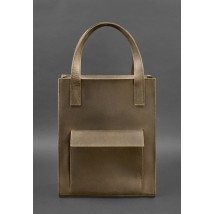 Leather women's shopper bag Betsy with pocket dark brown Crazy Horse