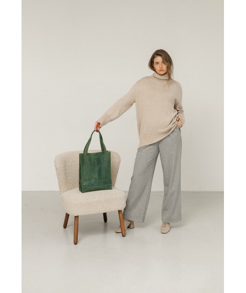 Leather women's shopper bag Betsy green