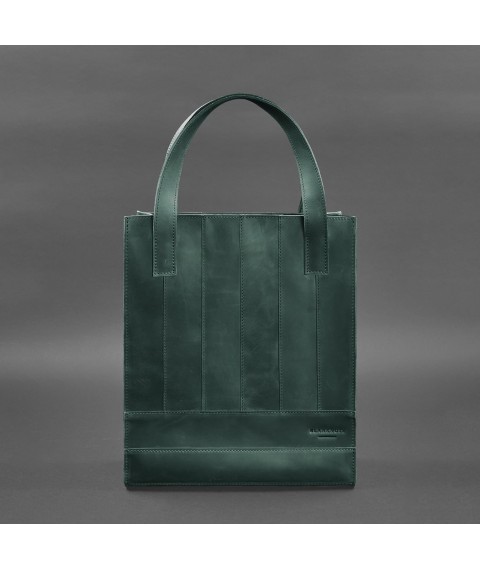 Leather women's shopper bag Betsy green