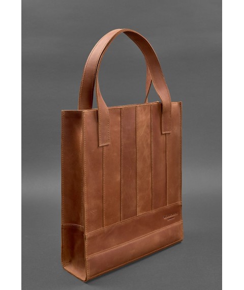 Кожаная женская сумка шоппер Бэтси светло-коричневая Crazy Horse