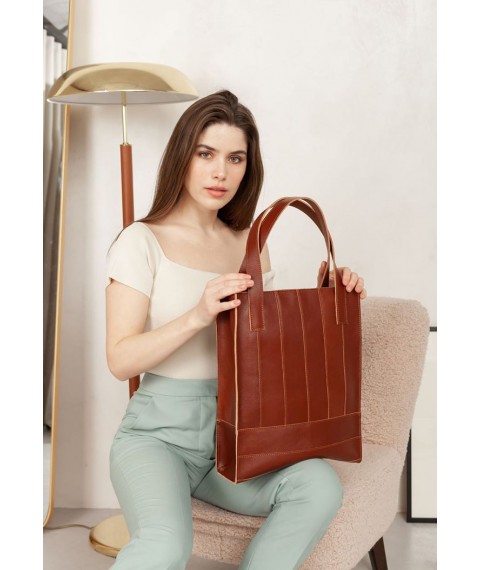 Leather women's shopper bag Betsy light brown crust