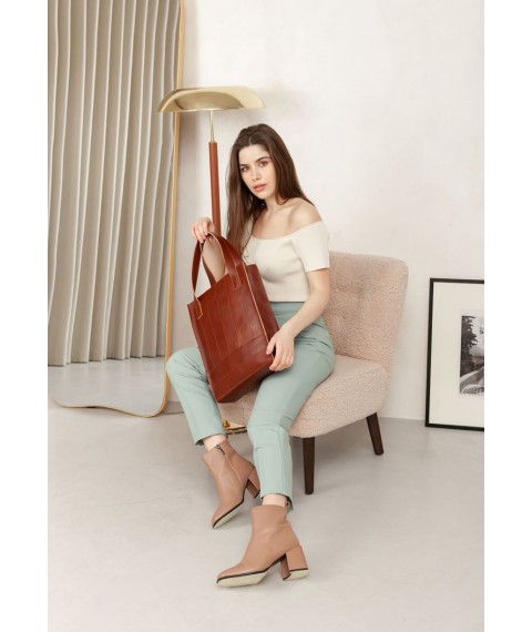 Leather women's shopper bag Betsy light brown crust