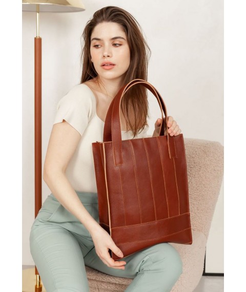 Leather women's shopper bag Betsy light brown crust