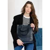 Leather women's shopper bag Betsy dark blue crust