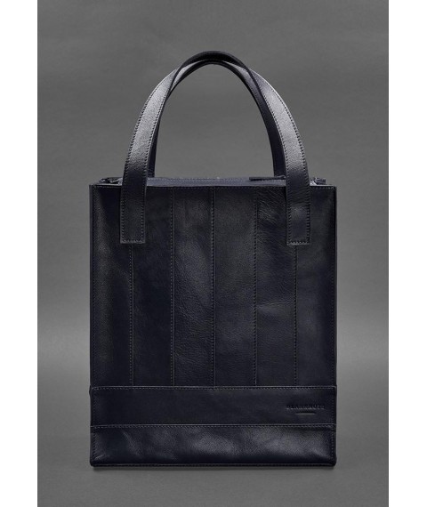 Leather women's shopper bag Betsy dark blue crust