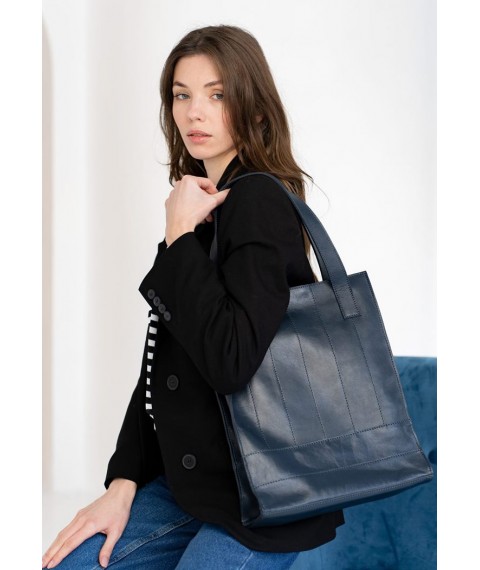 Leather women's shopper bag Betsy dark blue crust