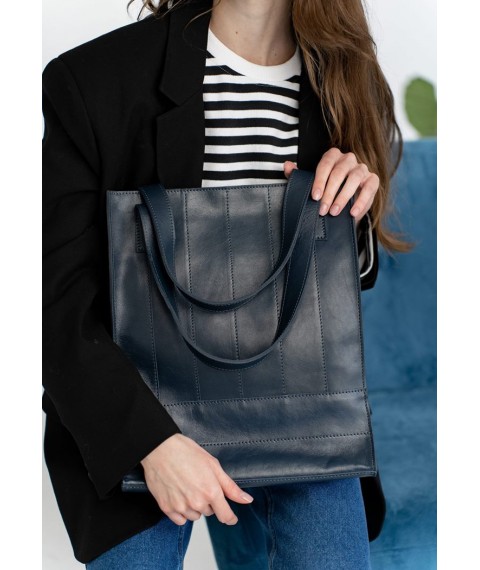 Leather women's shopper bag Betsy dark blue crust