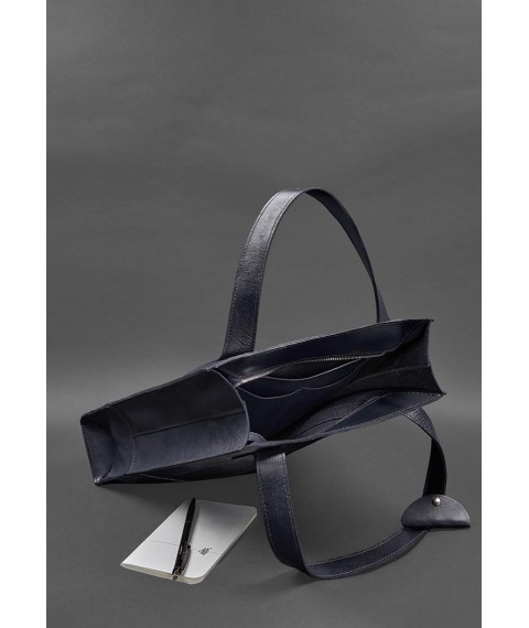 Leather women's shopper bag Betsy dark blue crust