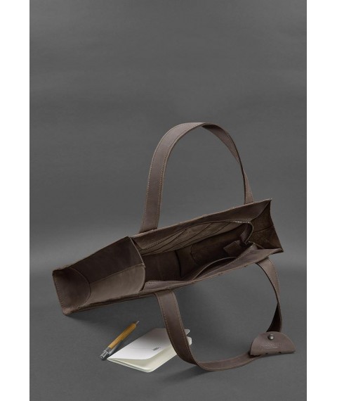 Шкіряна жіноча сумка шоппер Бетсі темно-коричнева