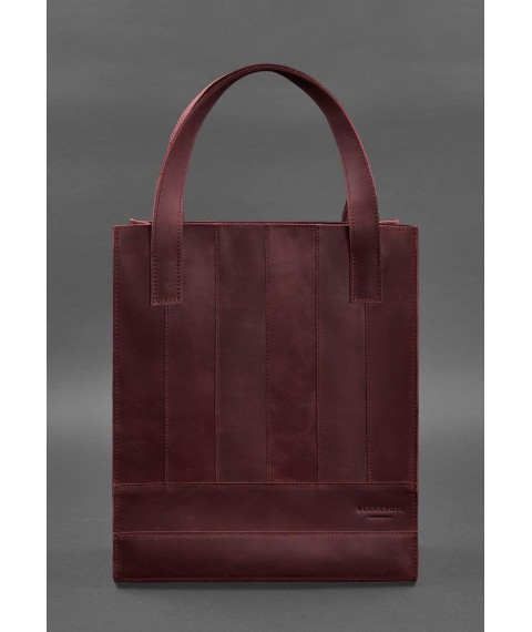 Leather women's shopper bag Betsy burgundy Crazy Horse