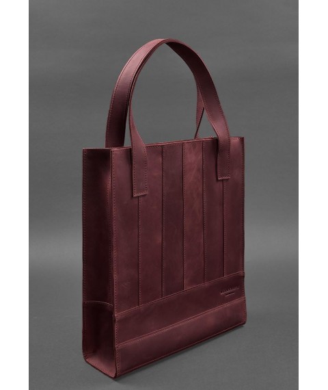 Leather women's shopper bag Betsy burgundy Crazy Horse