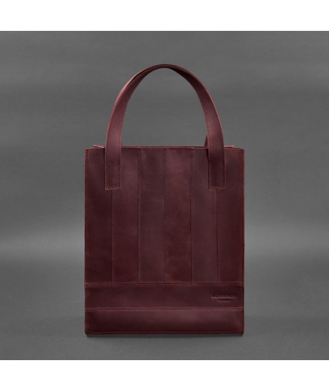 Leather women's shopper bag Betsy burgundy Crazy Horse