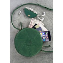 Шкіряна кругла жіноча сумка Бон-Бон зелена Crazy Horse
