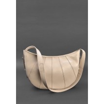 Шкіряна жіноча сумка Круасан світло-бежева