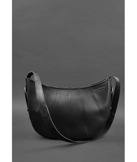 Leather women's bag Croissant black Krast