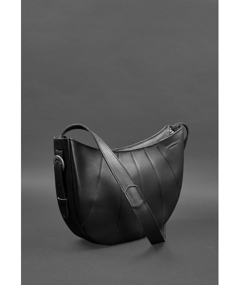 Leather women's bag Croissant black Krast