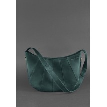 Шкіряна жіноча сумка Круасан зелена