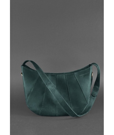 Leather women's bag Croissant green