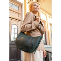 Leather women's bag Croissant green