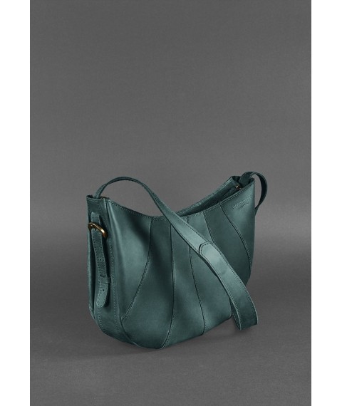 Leather women's bag Croissant green