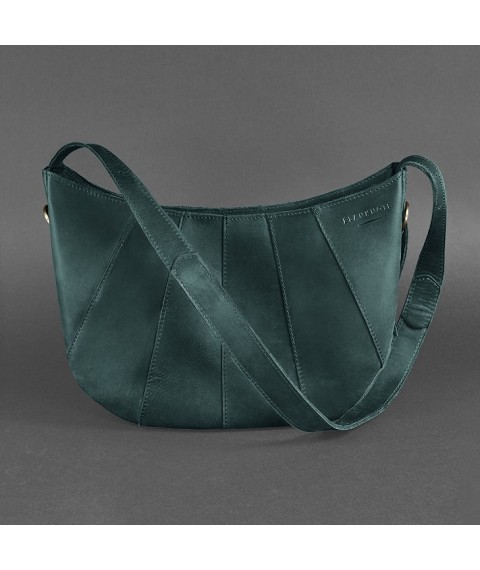 Leather women's bag Croissant green