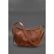 Шкіряна жіноча сумка Круасан свіло-коричнева