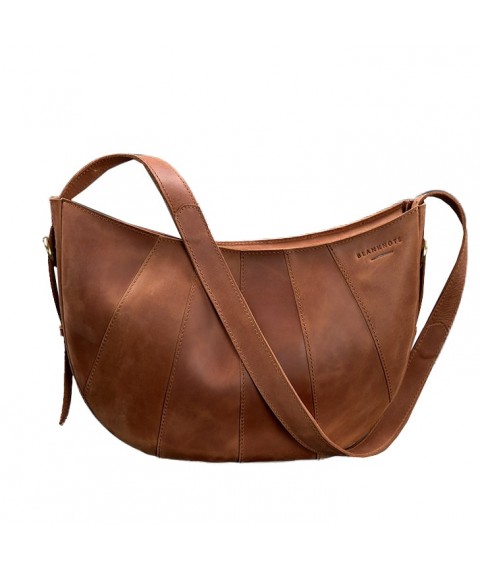 Шкіряна жіноча сумка Круасан свіло-коричнева