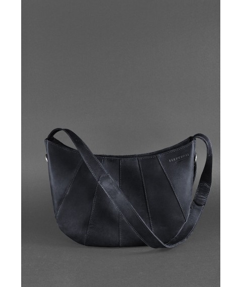 Leather women's bag Croissant blue