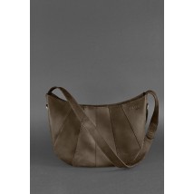 Leather women's bag Croissant dark brown Crazy Horse