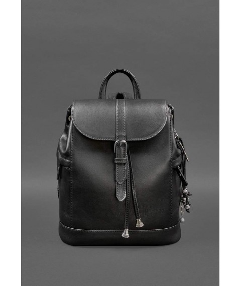 Leather women's backpack Olsen black crust
