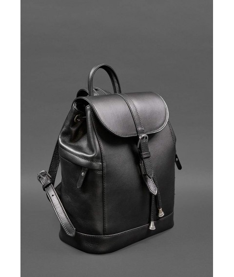Leather women's backpack Olsen black crust