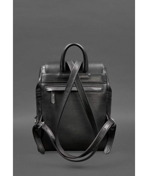 Leather women's backpack Olsen black crust