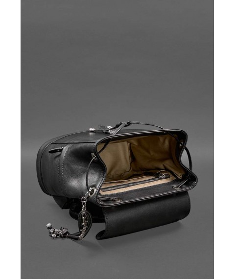 Leather women's backpack Olsen black crust