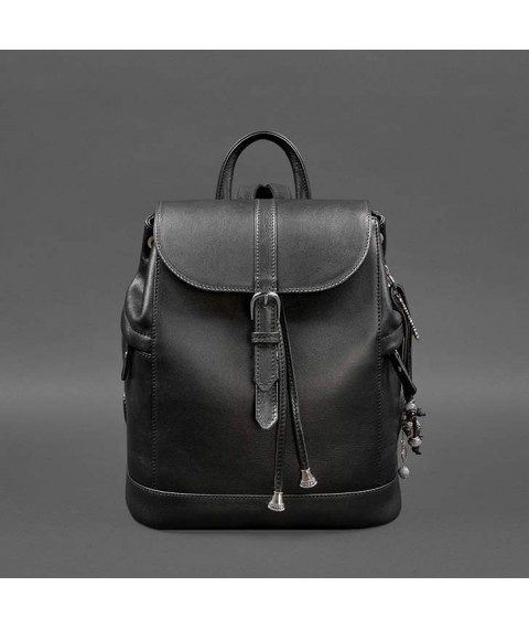 Leather women's backpack Olsen black crust
