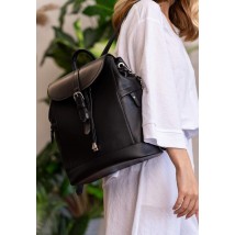 Leather women's backpack Olsen black crust