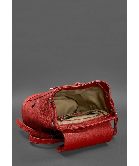 Leather women's backpack Olsen red
