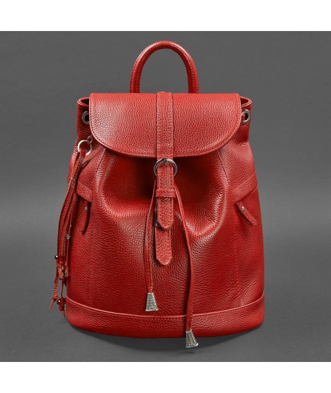 Leather women's backpack Olsen red