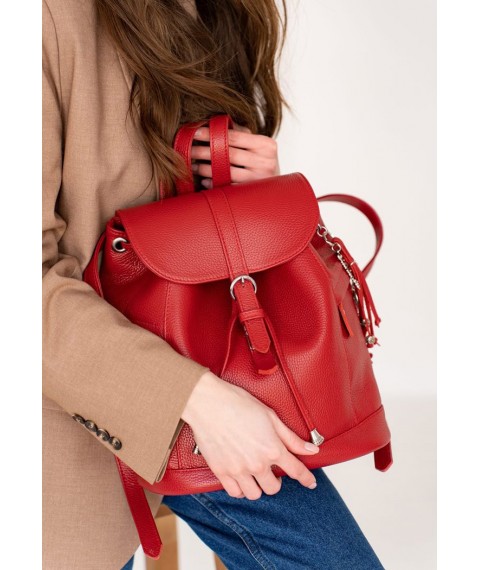 Кожаный женский рюкзак Олсен красный