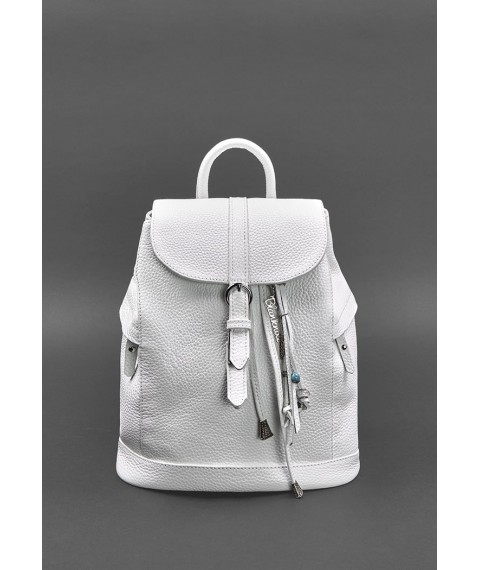 Leather women's backpack Olsen white