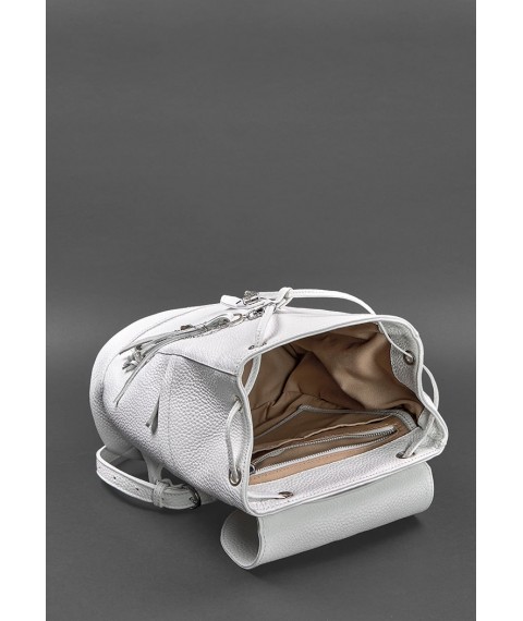 Leather women's backpack Olsen white