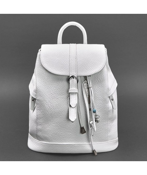 Leather women's backpack Olsen white